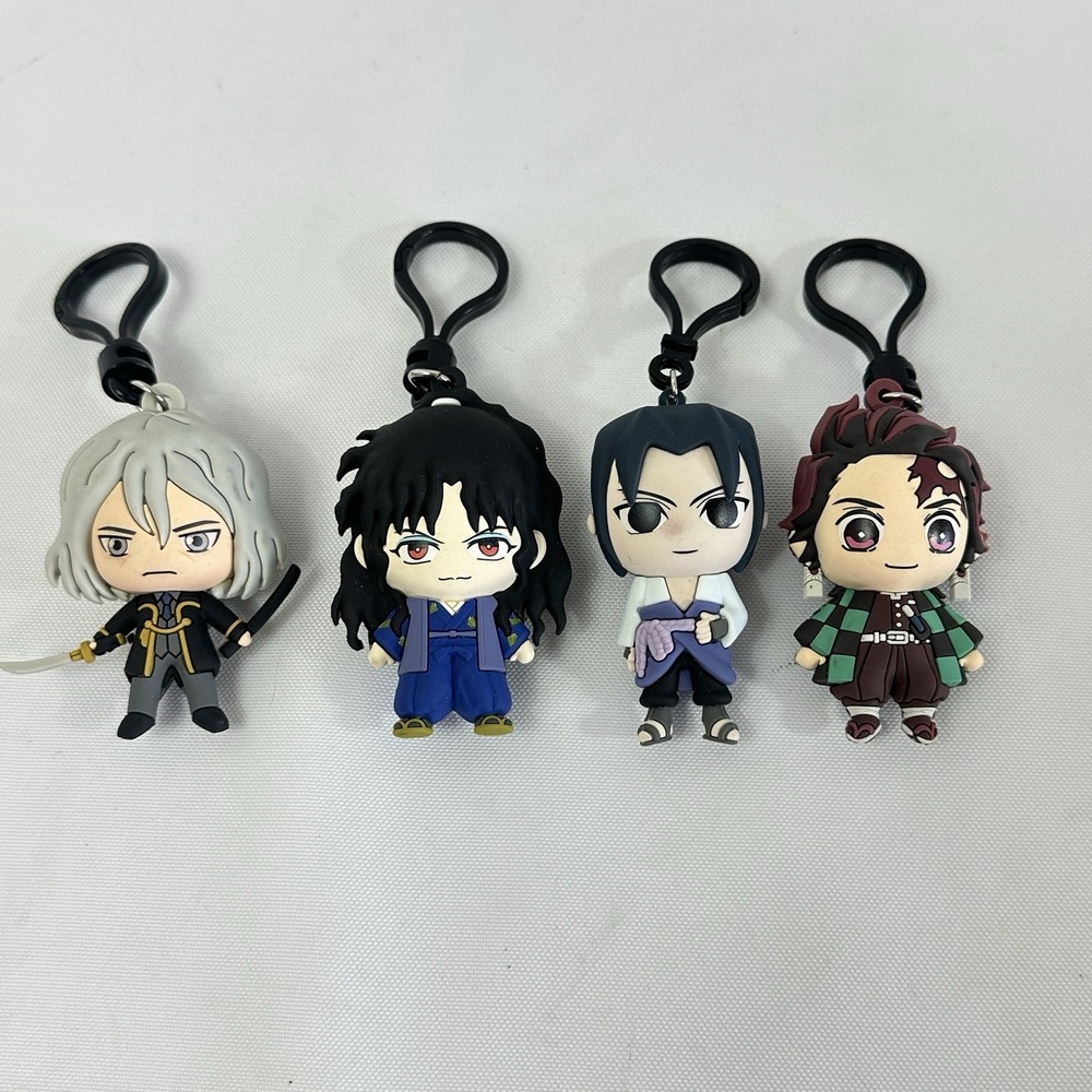 Anime Chibi Bag Clips Lot of 4 Gundam Gintama Naruto Demon Slayer Figures
